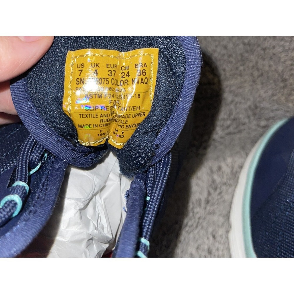 Skechers Navy Blue and Mint Green Women's Sneakers - Picture 6 of 7